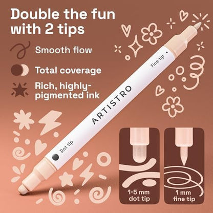 ARTISTRO Skin Tones Dual-Tip Acrylic Paint Marker Pens - Set of 36 - Image 3