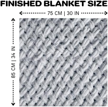 Beginner Craft Kit – Easy Loop Yarn Baby Blanket Kit for Adults & Kids, DIY Arm Knitting Kit with Soft Chenille Yarn, Perfect Handmade Gift (Gray) - Image 7