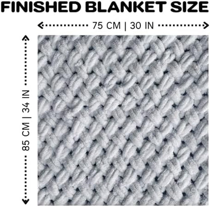 Beginner Craft Kit – Easy Loop Yarn Baby Blanket Kit for Adults & Kids, DIY Arm Knitting Kit with Soft Chenille Yarn, Perfect Handmade Gift (Gray) - Image 7