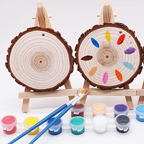 SENMUT Wood Slices 30 Pcs 3.1-3.6inch Natural Rounds Unfinished Wooden Circles Christmas Ornaments for Crafts Wood Kit Predrilled with Hole Wood Coasters, Craft Supplies for DIY and Painting - Image 2