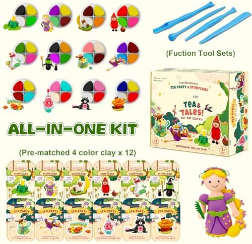 Air Dry Clay Kit for Kids Clay Craft Kits Tale Theme Story Figures 12Box Modeling Clay Set w/Tool&Tutorials,Ultra Soft Non-Sticky Bulk Craft Supplies for Classroom,Birthday,Party,Back to School Gifts - Image 2