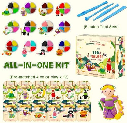 Air Dry Clay Kit for Kids Clay Craft Kits Tale Theme Story Figures 12Box Modeling Clay Set w/Tool&Tutorials,Ultra Soft Non-Sticky Bulk Craft Supplies for Classroom,Birthday,Party,Back to School Gifts - Image 2
