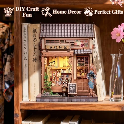 CUTEBEE Book Nook Kit - DIY Miniature House Japanese Sakura Kimono Shop - Image 2