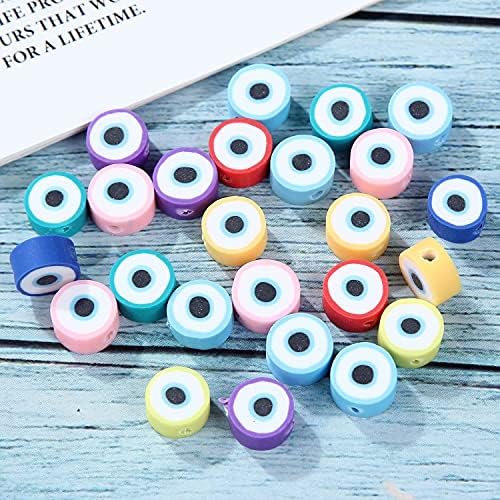100pcs Colorful Evil Eye Polymer Clay 10mm Spacer Beads for Women Jewelry Making DIY Bracelet Necklace Hair Clip Accessories (Evil Eye) - Image 4