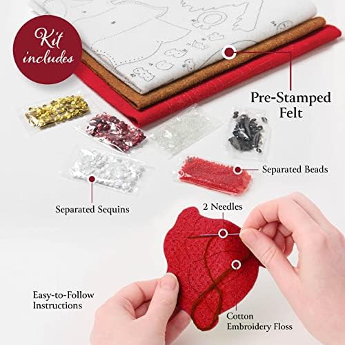 Bucilla Felt Applique 6 Piece Ornament Making Kit, Frisky Kitties, Perfect for Holiday DIY Arts and Crafts, 89643E - Image 3