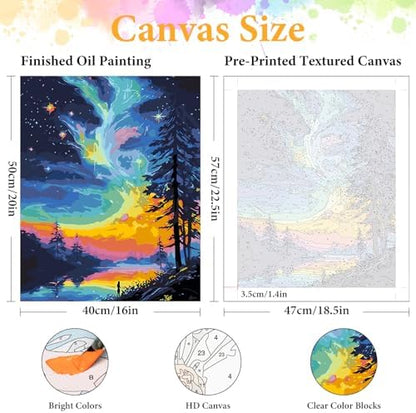 Paint by Numbers Kit for Adults, Northern Light & Aurora, 16x20 Inch - Image 2