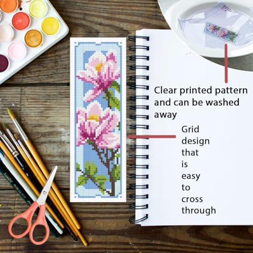 ORIGACH 6 Set Magnolia Cross Stitch Bookmark Kit for Beginner - Image 3