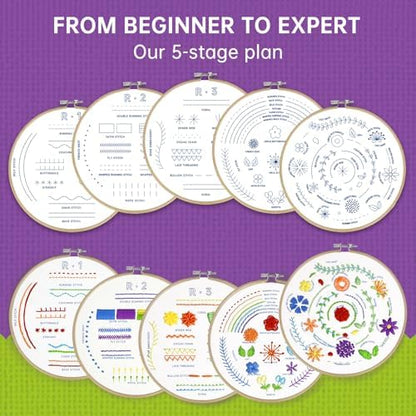 CYANFOUR 5 Stage Starter Embroidery Kit Easy to Learn from Video & Guidance - Image 4