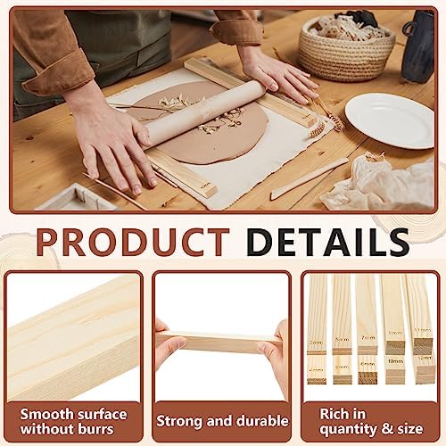 Sasylvia 20 Pcs Clay Pottery Rolling Pin Guides,10 Size,Wood Color - Image 3