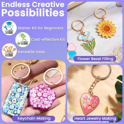 LET'S RESIN 12-Color UV Resin, 73Pcs Keychain Making Kit for Beginners - Image 5