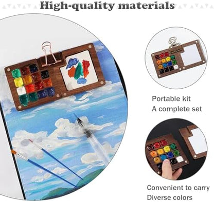 EVOCKAY Mini Watercolor Paint Set Portable Watercolor Kit for Adults Travel Watercolors Paint with Sketchbook Mixing Palette and Drawing Pad Perfect for On The Go Creativity and Art Exploration - Image 4
