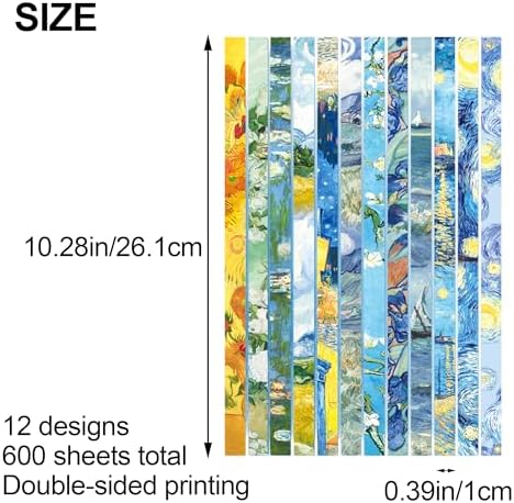 600 Sheets Paper Star Strips for DIY Hand Art Crafts, Double-Sided Printing Origami Paper for Star Jar, Wish Bottles, Home Decoration (Western Oil Painting) - Image 2