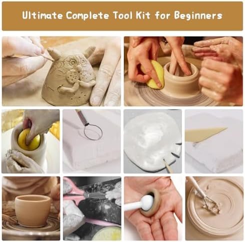 HAWERSI Air Dry Clay Kit for Adults,66 Pcs Beginners Pottery Kit Includes 4.4Lbs Air Dry Clay,Tools, Paints,Brushes,Gloss Varnish,Sand Papers,Non-Stick Rolling Pin,Storage Bag,Christmas Gift - Image 5
