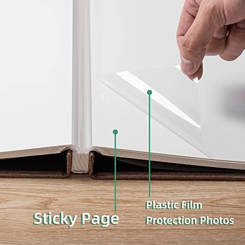 Large Photo Album Scrapbook – Holds 4x6, 8x10 Pictures – Self-Adhesive Pages for Baby, Wedding, Travel & Family Memories | Includes Metallic Pen & Scraper/Brown Large DIY Memory Book for Gifts - Image 5