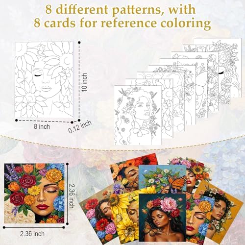 Cholemy 36 Pcs Paint and Sip Kit Gift for Adults 8''x10'',Floral Lady - Image 3