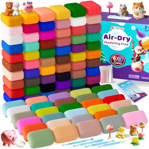 ARTPAR Air Dry Clay for Kids,90 Colors Modeling Magic Clay Bulk Kit by ARTPARencourageKidsexplorationartandcrafts
