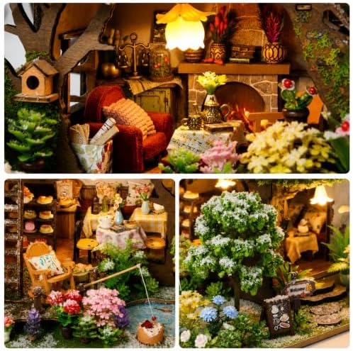 RHZN DIY Miniature House Kit for Adults Mini House Snow Tree House - Image 4