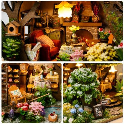 RHZN DIY Miniature House Kit for Adults Mini House Snow Tree House - Image 4