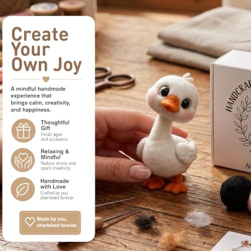 DIY Needle Felting Kit Cute White Goose Duckling – Needle Felting Starter Kit with Fiber Roving, Needles, Felting Pad & Instructions | Felted Bird Animal Kit for Beginners Adults | DIY Craft Gift - Image 2