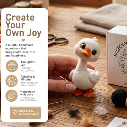 DIY Needle Felting Kit Cute White Goose Duckling – Needle Felting Starter Kit with Fiber Roving, Needles, Felting Pad & Instructions | Felted Bird Animal Kit for Beginners Adults | DIY Craft Gift - Image 2