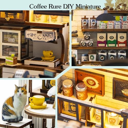 DIY Miniature House Kit, Dollhouse Diorama with LED Lights - Cafe Rure - Image 5