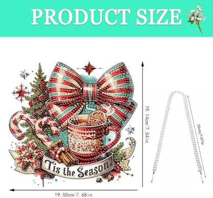 Auremi Christmas Diamond Art Pendant Kits,5D Coffee Diamond Art Diamond Painting Hanging Kits,DIY Special Shaped Diamonds Painting Suncatcher Pendant Kit for Adults for Gift Wall Home Decor - Image 2