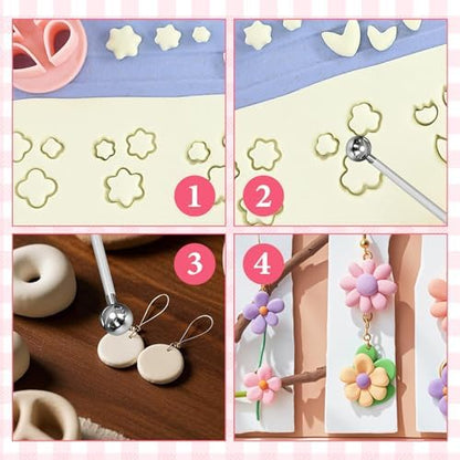 JJUNW 10 Pcs Mini Polymer Clay Cutters, Floral Leaf Shapes Polymer Clay Molds Polymer Clay Earring Cutters, Polymer Clay Kit for DIY Tools Jewelry Earrings Making - Image 2