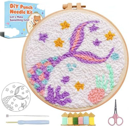 Punch Needle Kit for Beginners Adults-Cute Fish Tail, with Video Tutorial by TCDZMYGS