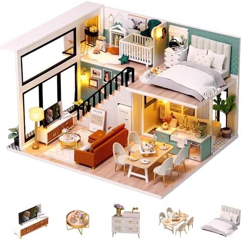Flever Dollhouse Miniature DIY House Kit Creative Room with Loft Apartment Scene for Romantic Artwork Gift (Comfortable Life) by Flever