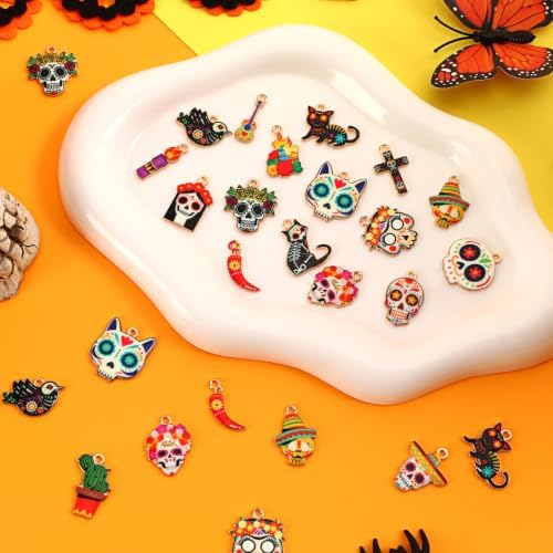 MARFOREVER 40 Pcs/20 Pairs Dia De Los Muertos Charms for Jewelry Making - Image 4