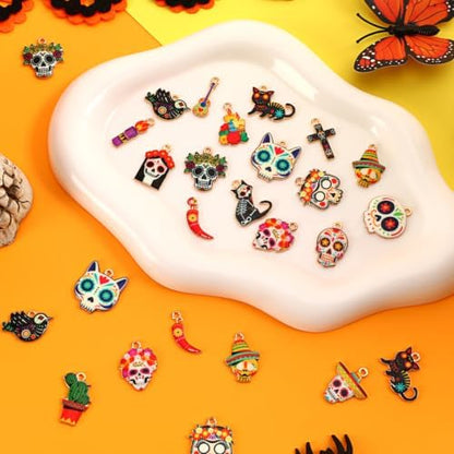 MARFOREVER 40 Pcs/20 Pairs Dia De Los Muertos Charms for Jewelry Making - Image 4