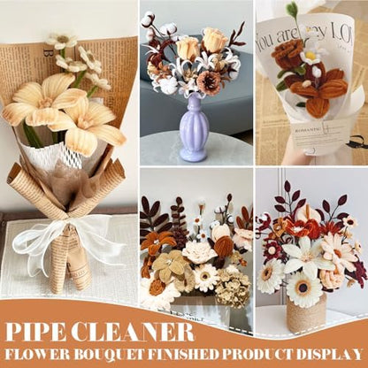 AHAMETON 620Pcs Brown Pipe Cleaners Flower Kit,Chenille Stems Craft - Image 4