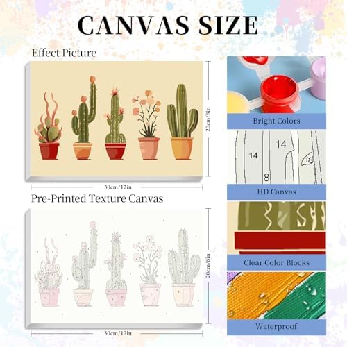 Camocin Framed Paint by Numbers Kit for Adults Beginners – Desert Cactus - Image 3