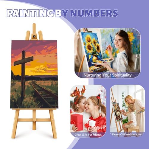Cross Framed Paint by Numbers Kit for Adults Beginner & Kids Ages 8-12, Sunset Landscape Paint by Numbers with Frame, without Easel, DIY Number Painting for Adults for Home Decor Gift 8 x 12 Inch - Image 7