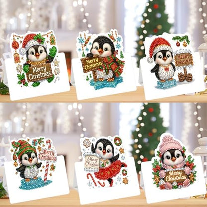 jinglinhh 6pcs Diamond Art Painting Christmas Penguin Candy Cane Greeting Cards with Envelopes, DIY Card Making Kits for Adults, Diamond Art Postcards Christmas Cards Craft Gifts - Image 7