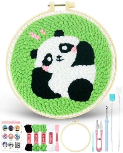FIVEIZERO Yarn Punch Needle Craft Kit for Beginners,Panda Needle Punch Kit by FIVEIZERO