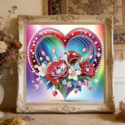 jinglinhh Heart Red Rose Flowers Lily Special Shaped DIY Diamond Art Painting Kit for Adults Beginners, Partial Drill Crystal Rhinestone Gem Art Craft Home Wall Decor 30x30cm - Image 4