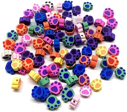 100 Pcs Polymer Clay Beads Mixed Heishi Spacer Beads Supplies for DIY Bracelet Earring Necklace Jewelry Making (Dog Paw) by PEVOGON