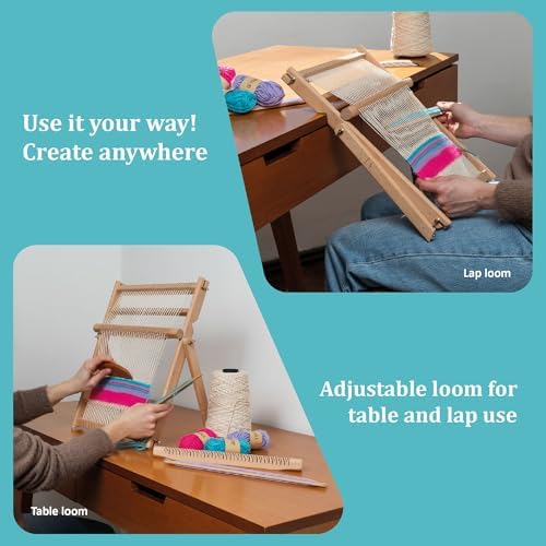 Lily & Oak Weaving Loom for Adults & Kids - Weaving Loom Kit | Beginner-Friendly Table Loom & Lap Loom with Yarn, Tools & Instructions | Wooden Loom for Multicraft Projects (15.8 x 11.8 inches) - Image 4