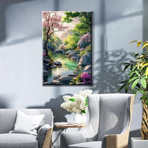 JOOZ Paint by Numbers Kit for Adults with Frame, Landscape Paint by Number Canvas, Mountain Paint by Numbers with Easel, DIY Flowers Scenery Oil Painting Kit for Home Wall Decor 8 x 12 Inch - Image 5