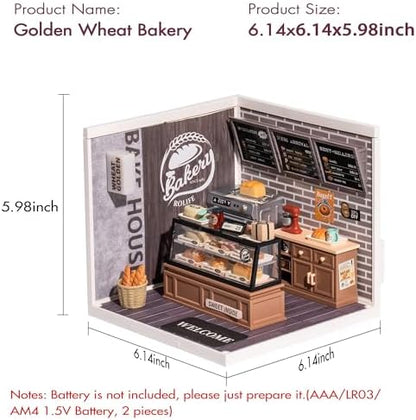 Rolife LED Building Blocks for Adults,1:24 Toy Building Sets,Model Building Kits,DIY Miniature Dollhouse Kits for Adults,Hobbies for Women Men (1.Golden Wheat Bakery) - Image 5