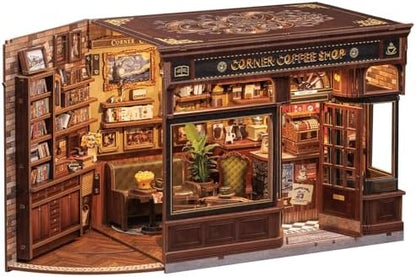 CUTEBEE Book Nook for Adults, DIY Miniature House Kits (Corner Coffee Shop) by CUTEBEE