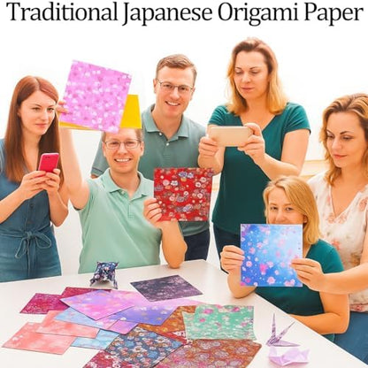 Lincia 480 Pieces Origami Paper Kit Japanese Washi 6 Inch Square Double Sided Sheet 32 Vivid Colors Sakura Cherry Flowers Colors for Hand Crafts Project Creativity Scrapbook Paper Beginner - Image 6