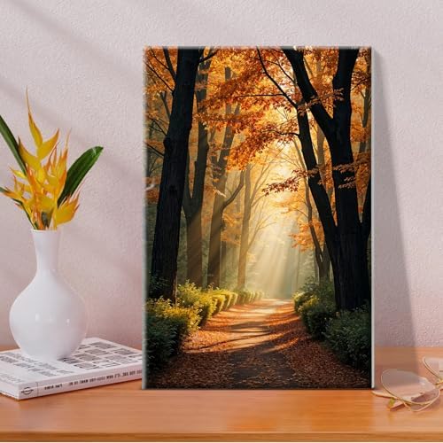 JOOZ Paint by Numbers Kit for Adults with Frame Forest Paint by Number with Easel Autumn Landscape Adult Paint by Number Kits Framed Canvas Tree Oil Painting Kits for Gift Home Wall Decor 8x12 Inch - Image 5