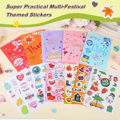 Ohanniewa 30 Pack Card Making Kit – Blank Greeting Cards & Envelopes, Stamp Set, 12 Colored Pens, Stencil Cards, Festival Stickers – DIY Craft Set for Birthdays, Christmas, Thank You & All Occasions - Image 4
