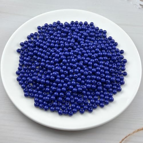 700pcs Acrylic Round Beads for Crafts 6mm Resin Candy Color Spacer Beads with Hole for Jewelry Making Sewing Crafts Decoration Necklaces Bracelets Earrings Supplies(Dark Sapphire Blue) - Image 2