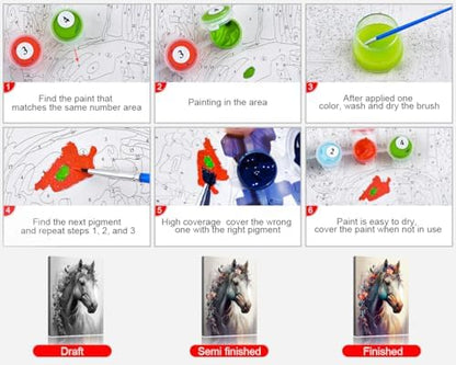 TUMOVO Horse and Florals Paint by Numbers Craft Kit for Adults - Image 7