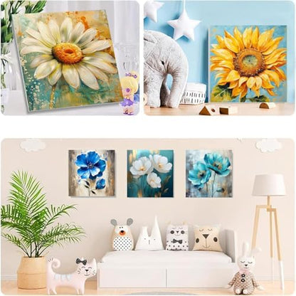 SYDYLH 6 Pack Paint by Numbers Kit for Adults/Kids, Easy Framed Adults Paint by Numbers Kits, DIY Simple Flowers Acrylic Oil Painting Number Kits for Home Wall Decor (8 x 8 Inch) - Image 4