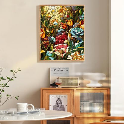 Stained Glass Flowers Paint by Numbers Kit for Adults Beginner 16x20 Inch - Image 2