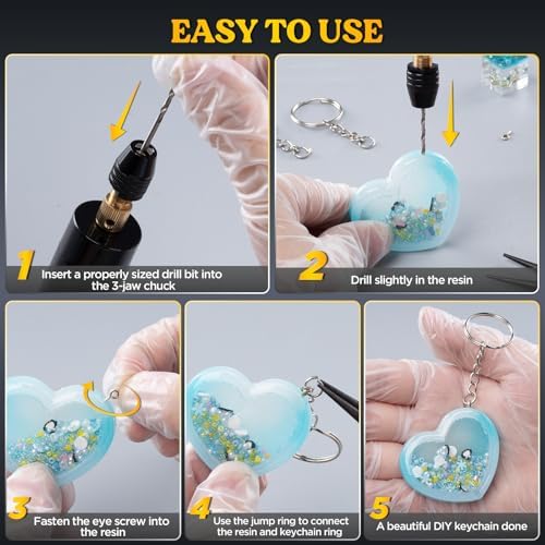 LET'S RESIN Electric Drill, 74Pcs Mini Drills with 3-Jaw Clamp&10 Drill Bit - Image 5